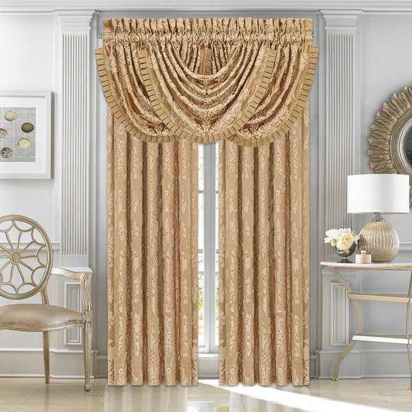 Five Queens Court Colonial Lined Woven Curtain Panel Pair with Tiebacks