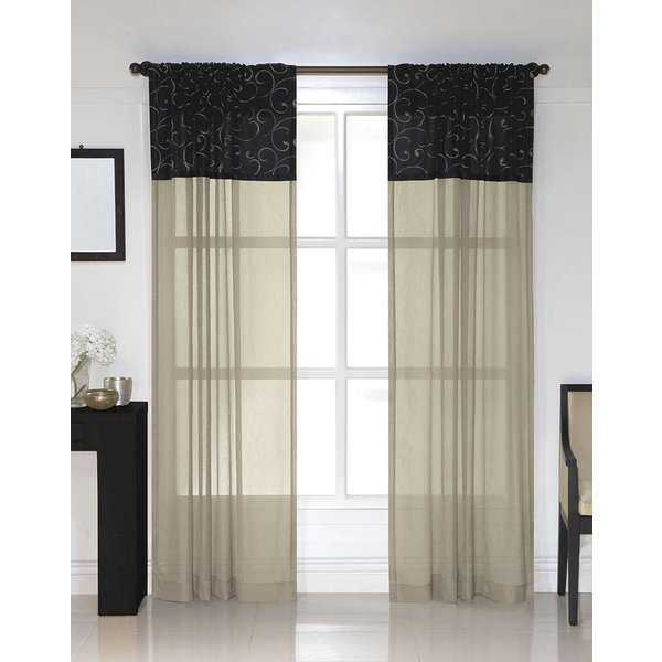 Westgate Black Embroidered Sheer Curtain Panel Pair