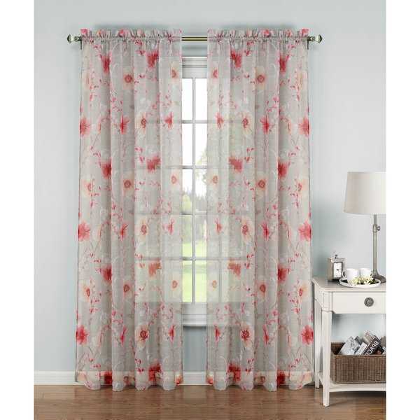 Window Elements Pamela 84-inch Printed Sheer Extra-wide Rod Pocket Curtain Panel - 54 x 84