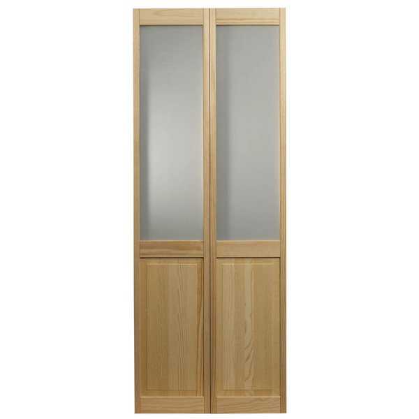 AWC 957 Frosted Half Glass 36-inch x 80.5-inch Unfinished Bifold Door