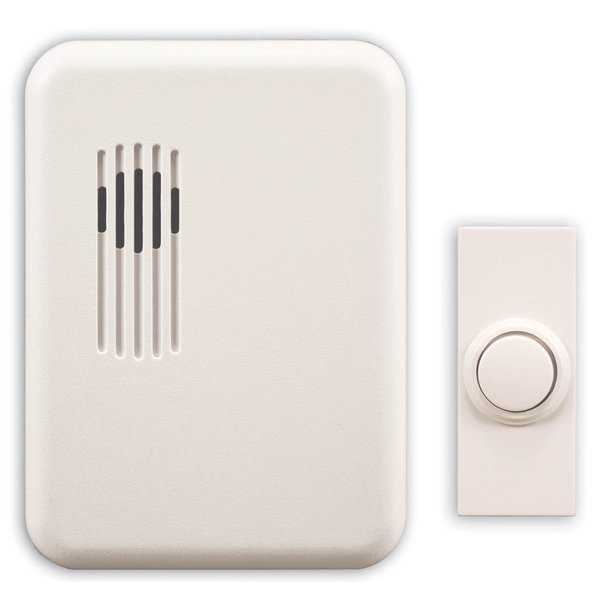 Heathco SL-6151-C White Wireless Rectangular Doorbell Chime Kit