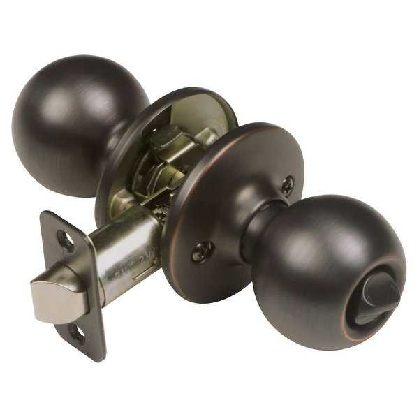Design House 750679 Ball Privacy Door Knob Set with Radius Corner Latch Faceplate - Oil Rubbed Bronze - N/A